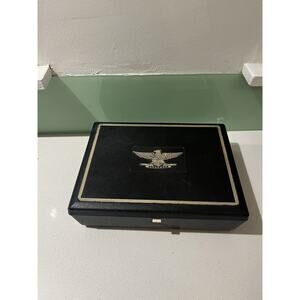 Vintage Mark IV Magnates Black Plastic Cigar Box Gold Eagle Emblem VERY NICE!